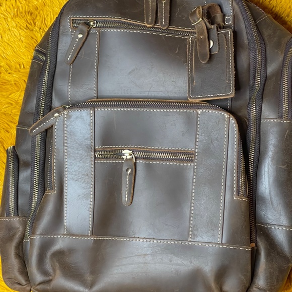 LEATHER BACKPACK - CHOCOLATE BROWN LEATHER BACKPACK - WOW! - Picture 10 of 11